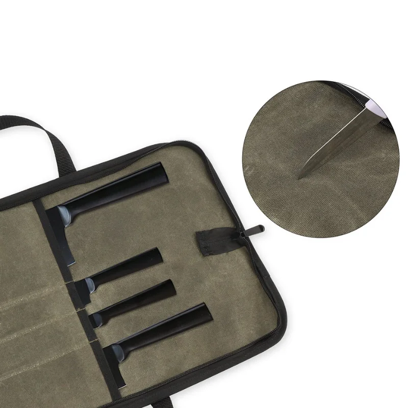 Chef Knives Storage Pouch Organizer Slicing Cleaver Carry Case Pocket Tools Professional Kitchen Knife Roll Bag 4 Slot Portable - Image 17