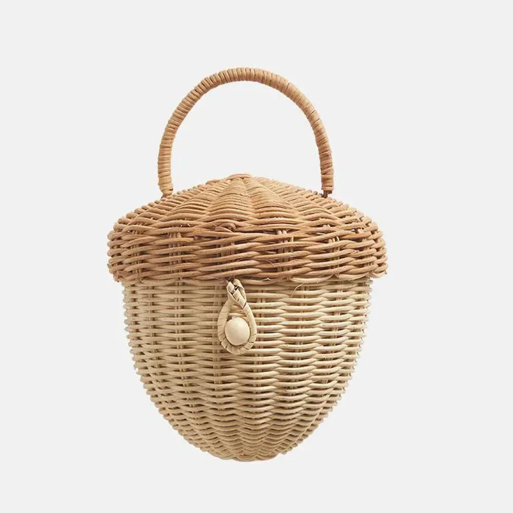 Rattan Woven Mushroom Basket Summer Portable Children Woven Bags Outdoor Vacation Picnic Baskets Kids Toy Sundries Organizer - Image 8