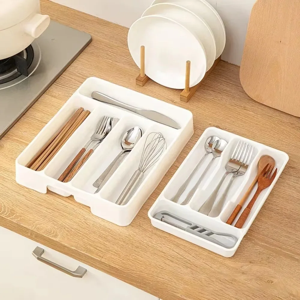 4/5 Compartment Cutlery Tray Rectangle Kitchen Drawer Organizer for Spoon Fork Separation Easy-Clean Home Storage Box decorative - Image 2