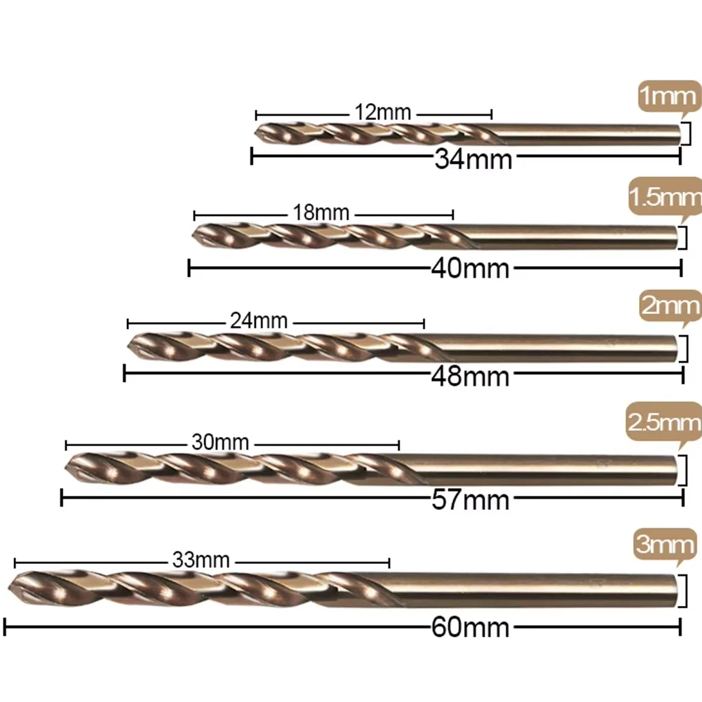 10pcs/set HSS M35 Cobalt Drill Bits 1-3mm for Metal/Stainless Steel - High-Speed Steel Cobalt Coated Drill Bits with Enhanced - Image 6