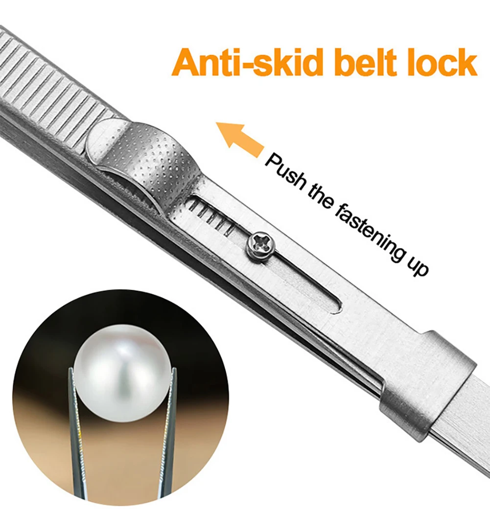 Adjustable Self Clamping Tweezers Jewelry Making Tool Slide Lock Stainless Steel Tweezers Electronic Component Repair Tools - Image 13
