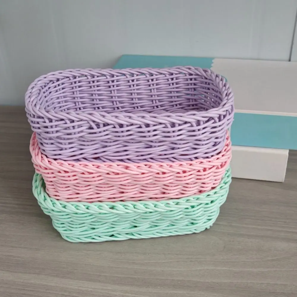 New Hand Woven Imitation Rattan Basket Plastic Heart Shape Wicker Basket Storage Basket Photo Props - Image 3