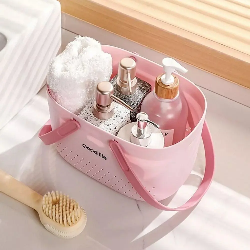 New Large Capacity Wash Basket Plastic Portable Bath Basket Silicone Handheld Space Saving Sundries Storage Basket - Image 22