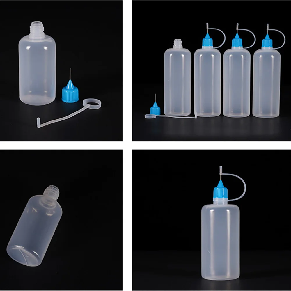 5ml 10ml 20ml 30ml 100ml 120ml PE Plastic Squeezable Tip Applicator Bottle Refillable Dropper with Needle Tip Caps Oil Bottles - Image 9