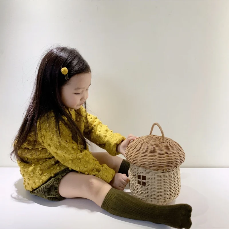 Rattan Woven Mushroom Basket Summer Portable Children Woven Bags Outdoor Vacation Picnic Baskets Kids Toy Sundries Organizer - Image 3