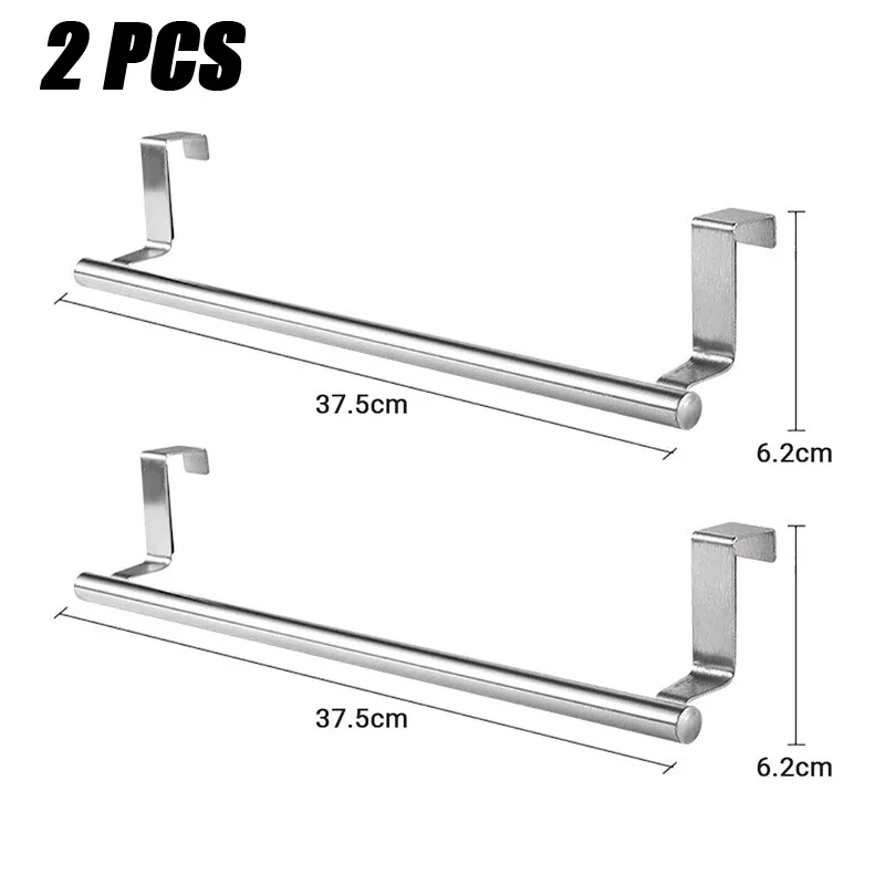 1/2 PCS Stainless Steel Towel Bar Cabinet Door Towel Hanging Bar Stainless Steel Bathroom Kitchen Cabinet Door Towel Wipe Rack - Image 8
