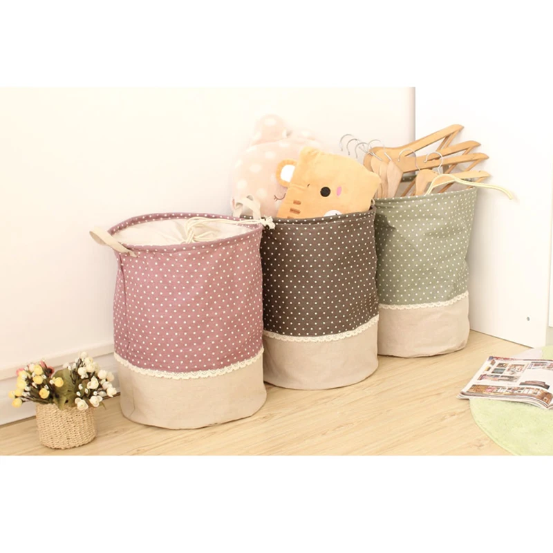 Zakka 3 Sizes The beam port Linen Multi-function Handle Stackable storage barrel Laundry basket Toy Storage box storage basket - Image 11