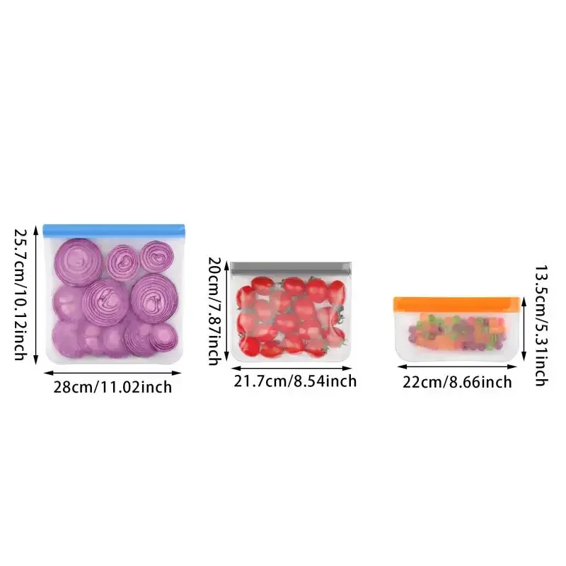 Thickened PEVA Food Bag Reusable Freezer Bag Food Storage Bags Ziplock Leakproof Fresh Snack Bag Food Grade Lunch Bag for Fridge - Image 6
