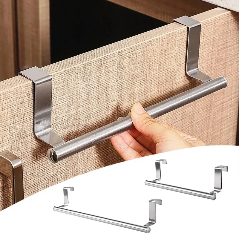 1/2 PCS Stainless Steel Towel Bar Cabinet Door Towel Hanging Bar Stainless Steel Bathroom Kitchen Cabinet Door Towel Wipe Rack - Image 5