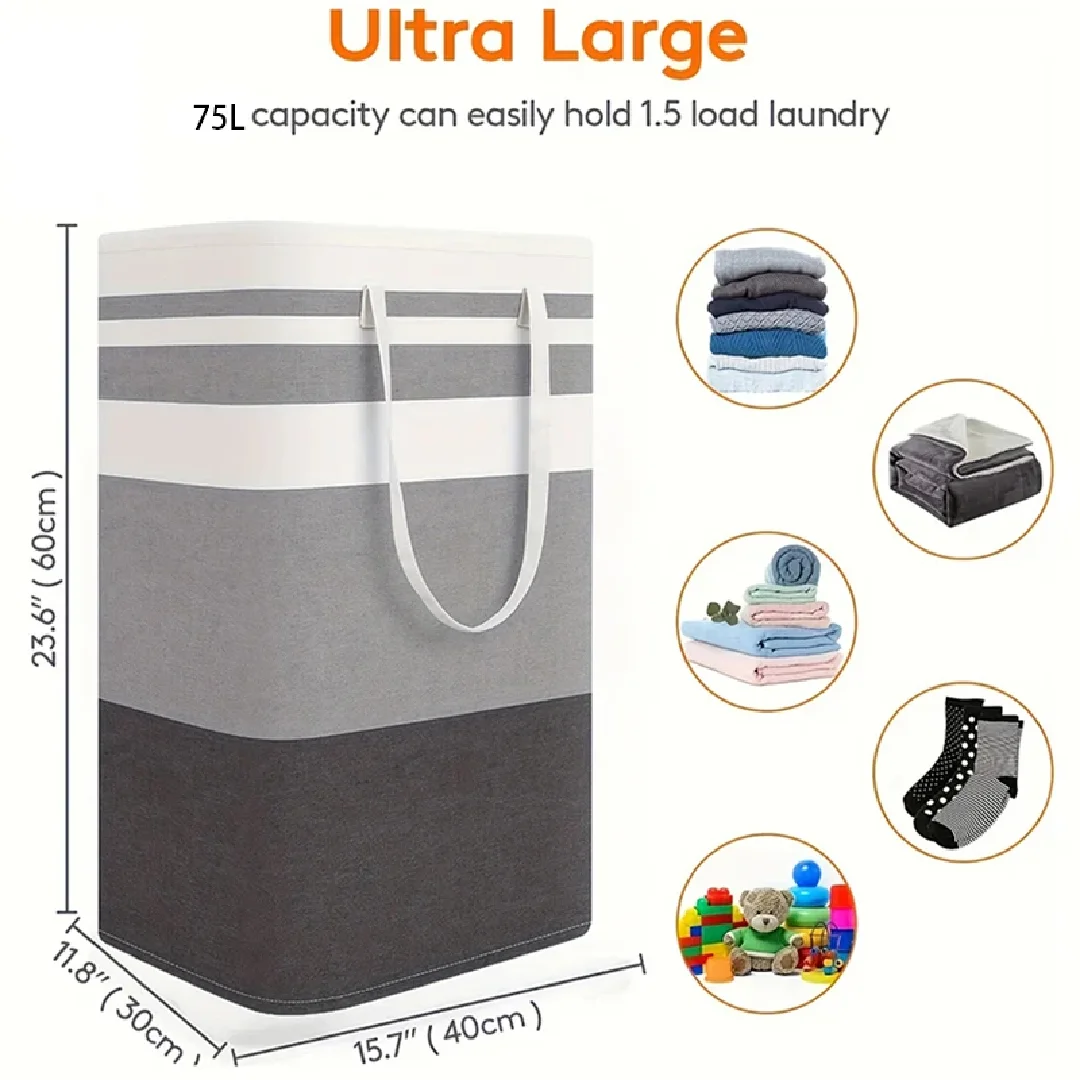 75L Laundry Baskets Large Capacity Dirty Clothes Hamper With Handles Durable Bathroom Clothes Storage Basket For Home Dorm Hotel