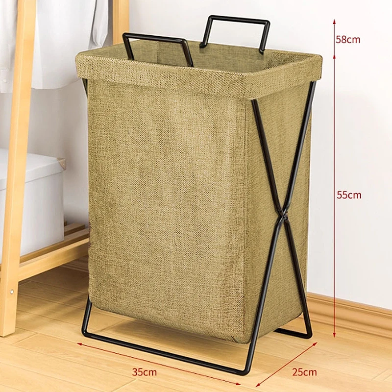 Foldable Fabric Laundry Hamper - Large Capacity Storage Basket with Metal Frame, for Bedroom, Bathroom & Home Organizing (Gray/B - Image 7
