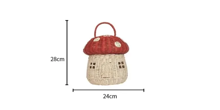 Rattan Woven Mushroom Basket Summer Portable Children Woven Bags Outdoor Vacation Picnic Baskets Kids Toy Sundries Organizer - Image 34