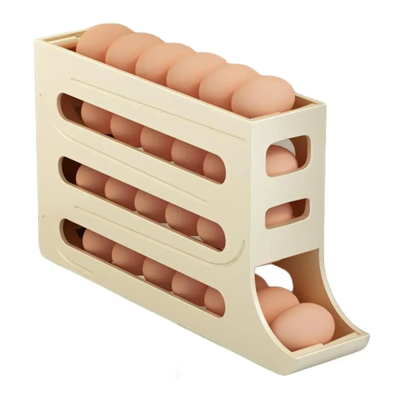 4 Layer Automatic Rolling Egg Dispenser Refrigerator Storage Box Fridge Organizer Rack for Kitchen - Image 9