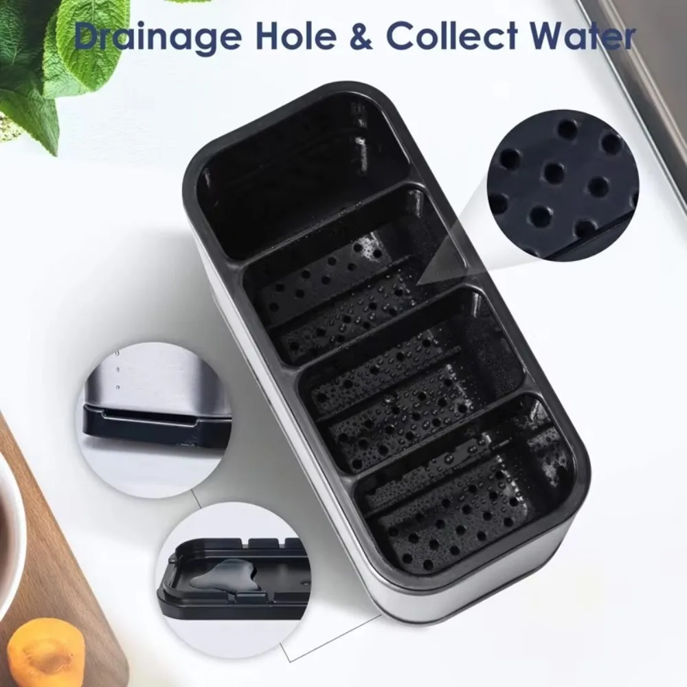 Large Capacity Kitchen Utensil Holder Stainless Steel with Removable Divider Kitchen Cutlery Organizer Sturdy Drip Tray Base - Image 6