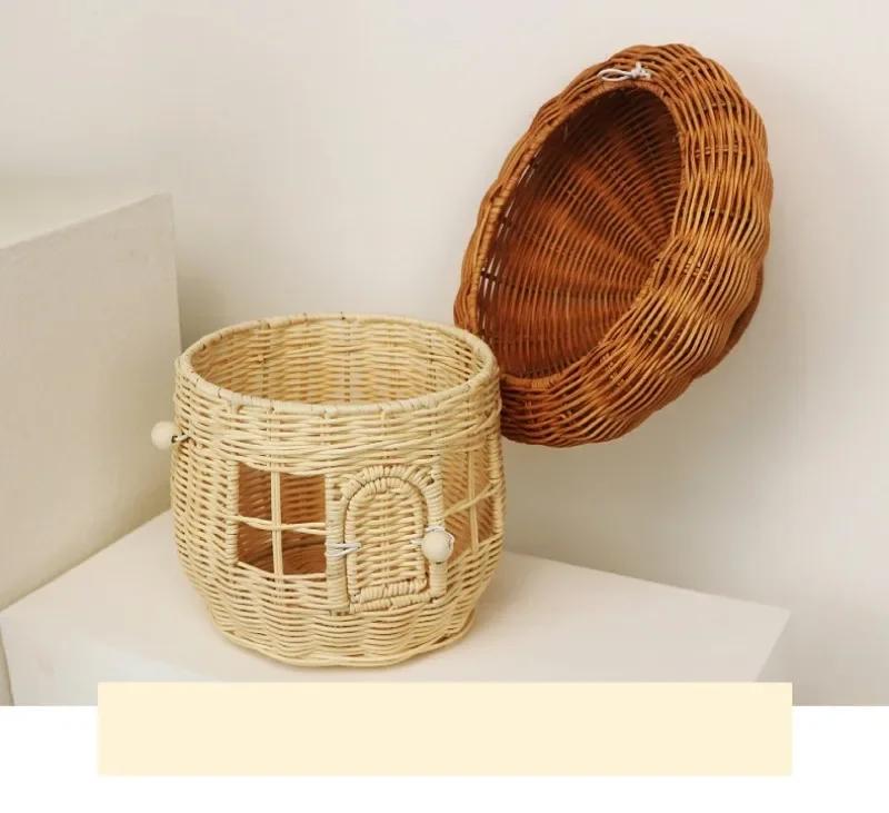 Rattan Mushroom Storage Basket Cute Cartoon Handwoven Nut Wicker Handbag Outdoor Picnic Women Tote Straw Bag Children Organizer - Image 16