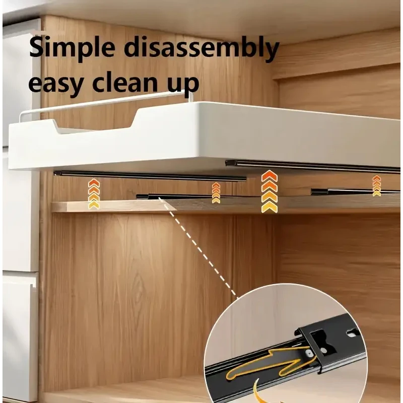 New Kitchen Storage Rack with Slide Rails Pull-out Kitchen Drawer Type Storage Tray Spice Box Storage Shelf Cabinets Organizer - Image 43
