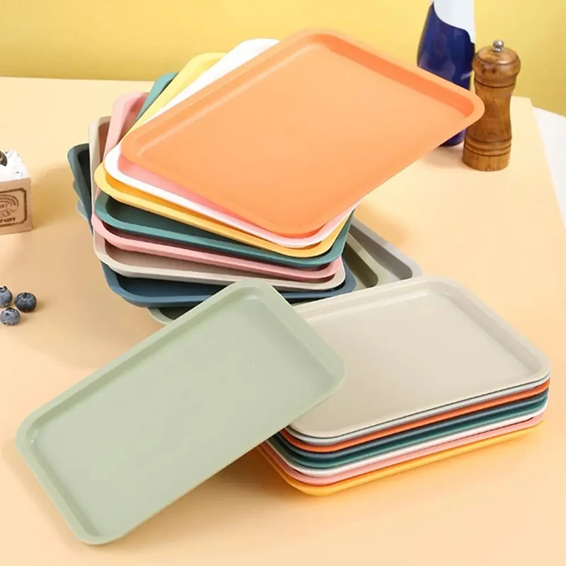 1pc Rectangular Pallet Nordic Multiple Colors Plastic Storage Tray Food Bread Pan Hotel Service Kitchen Fruit Dessert Tray - Image 16