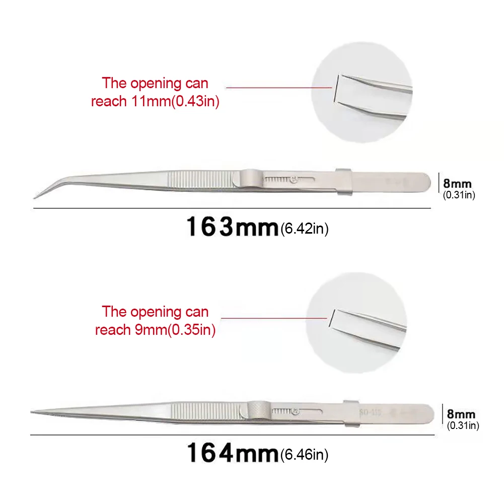 Adjustable Self Clamping Tweezers Jewelry Making Tool Slide Lock Stainless Steel Tweezers Electronic Component Repair Tools - Image 19