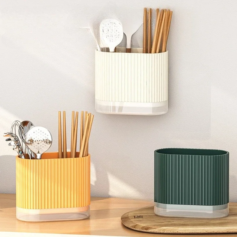 Household Kitchen Wall Mount Chopsticks Holder Drain Dry Utensil Organizer No Drill Kitchen Countertop Storage for Spoon Fork - Image 2