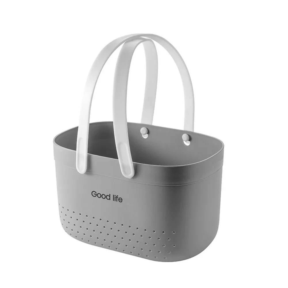 New Large Capacity Wash Basket Plastic Portable Bath Basket Silicone Handheld Space Saving Sundries Storage Basket - Image 9