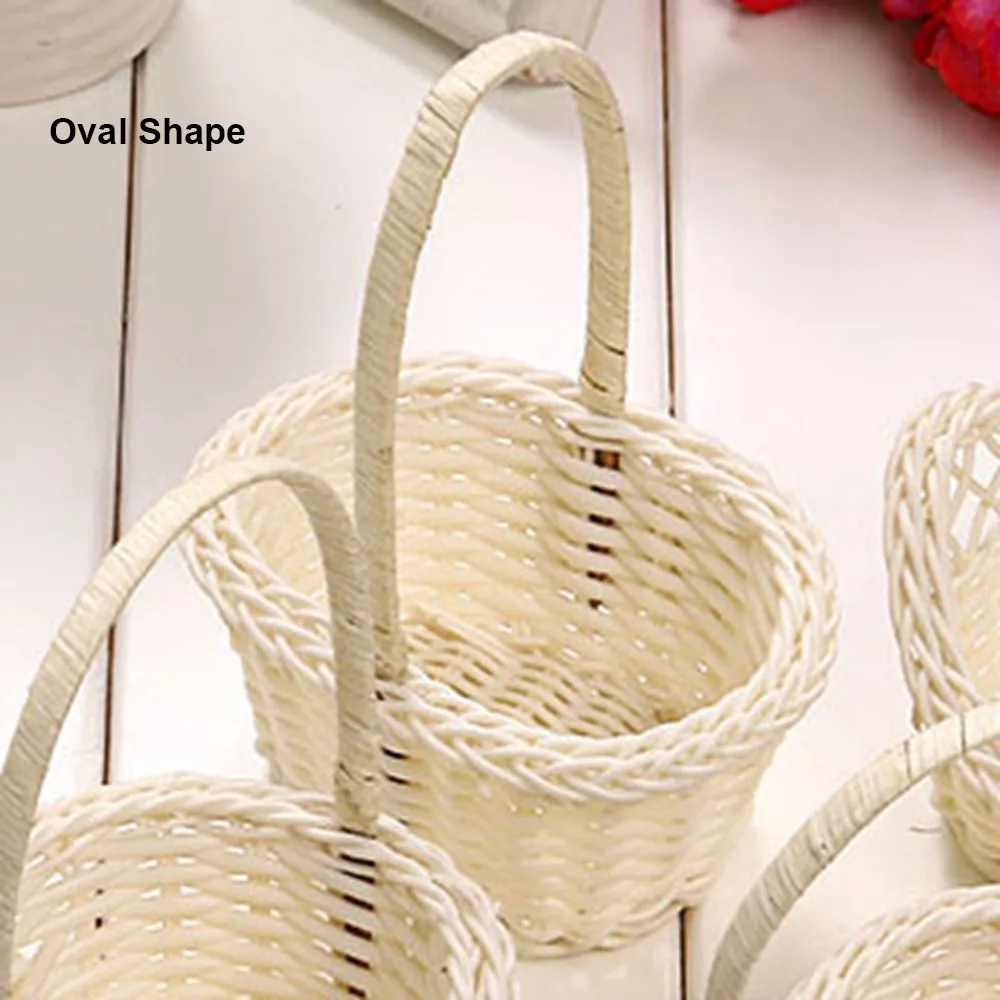 Beautiful Hand Made Flower Storage Basket Hand-Woven 3 Shapes Wicker Flower Basket Shopping Storage Hamper Basket - Image 8