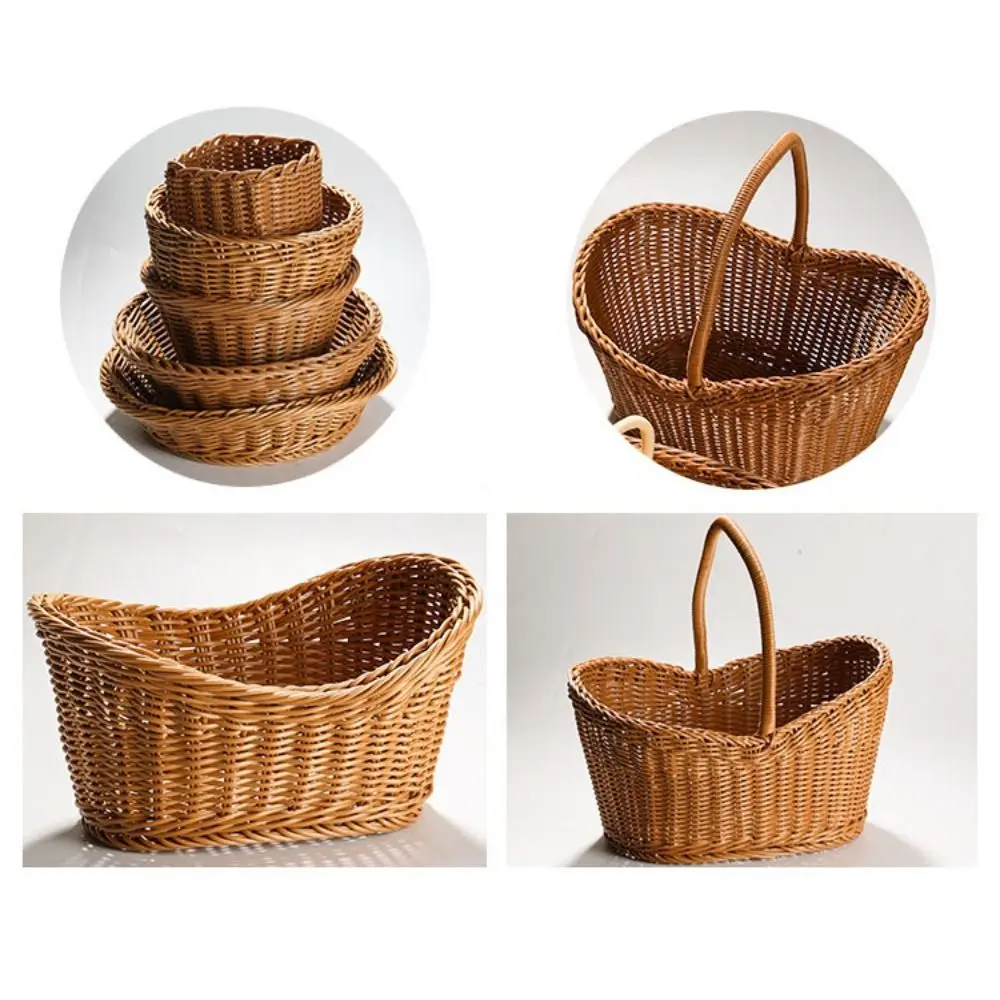 New Hardness Rattan Wicker Woven Serving Baskets Household 10 Styles Handwoven Bread Fruit Vegetables Basket Rattan Basket - Image 21