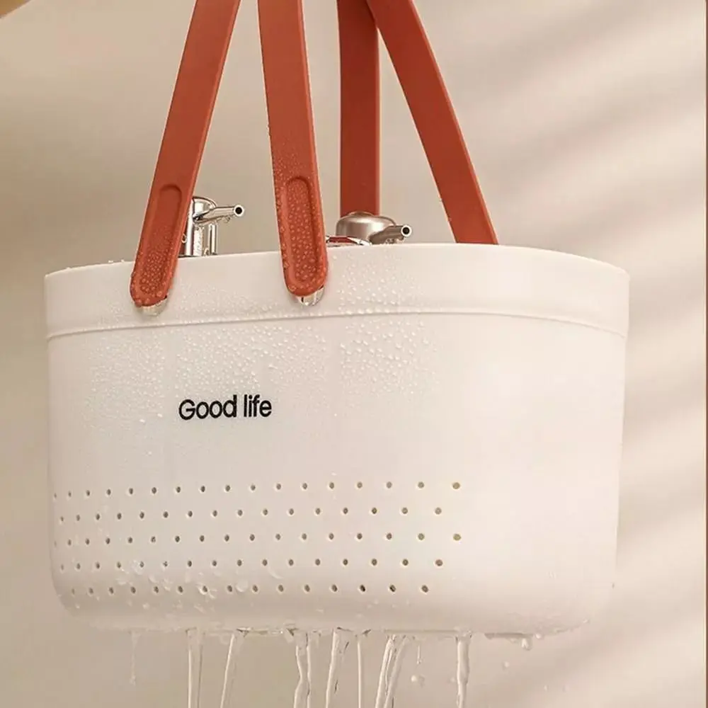 New Large Capacity Wash Basket Plastic Portable Bath Basket Silicone Handheld Space Saving Sundries Storage Basket - Image 20
