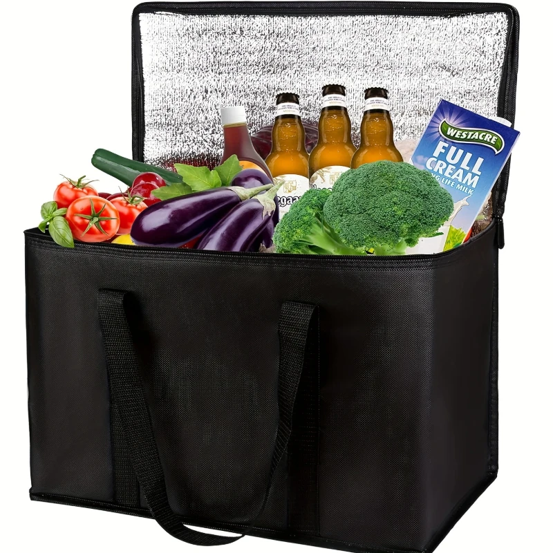 Large Insulated Storage Basket with Lid, Foldable Shopping Cooler Box, Multifunctional Portable Basket for Beach Holiday Party - Image 4