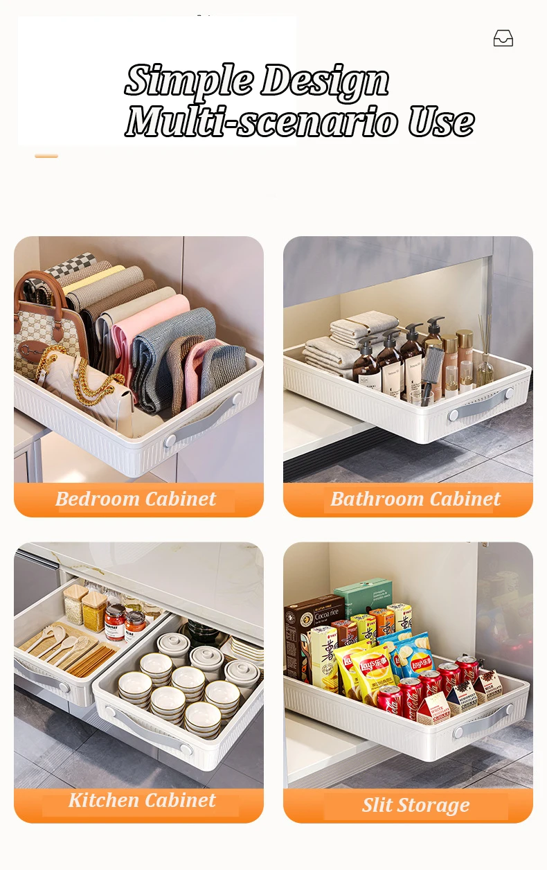 Kitchen Sliding Drawer with Slide Rail Cabinet Clothes Spice Dish Bowl Storage Rack Pull Out Cabinet Organizer Tray With Handle - Image 20