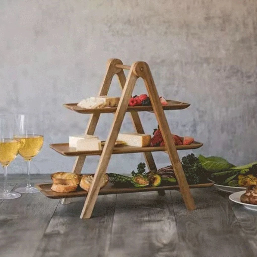 3 Tier Wooden Tray Wood Tiered Tray Decor Cake Stand Farmhouse Tiered Tray Party Serving Dishes And Platters Trays - Image 3