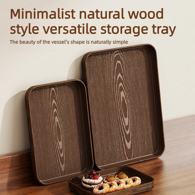 Extra-Thick Wood Grain Rectangular Serving Trays - Multi-Purpose Plates for Home Kitchen, Restaurant & Commercial Catering Use - Image 16