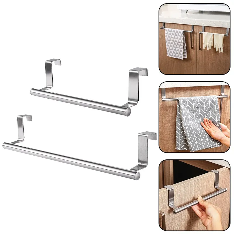 1/2 PCS Stainless Steel Towel Bar Cabinet Door Towel Hanging Bar Stainless Steel Bathroom Kitchen Cabinet Door Towel Wipe Rack - Image 11