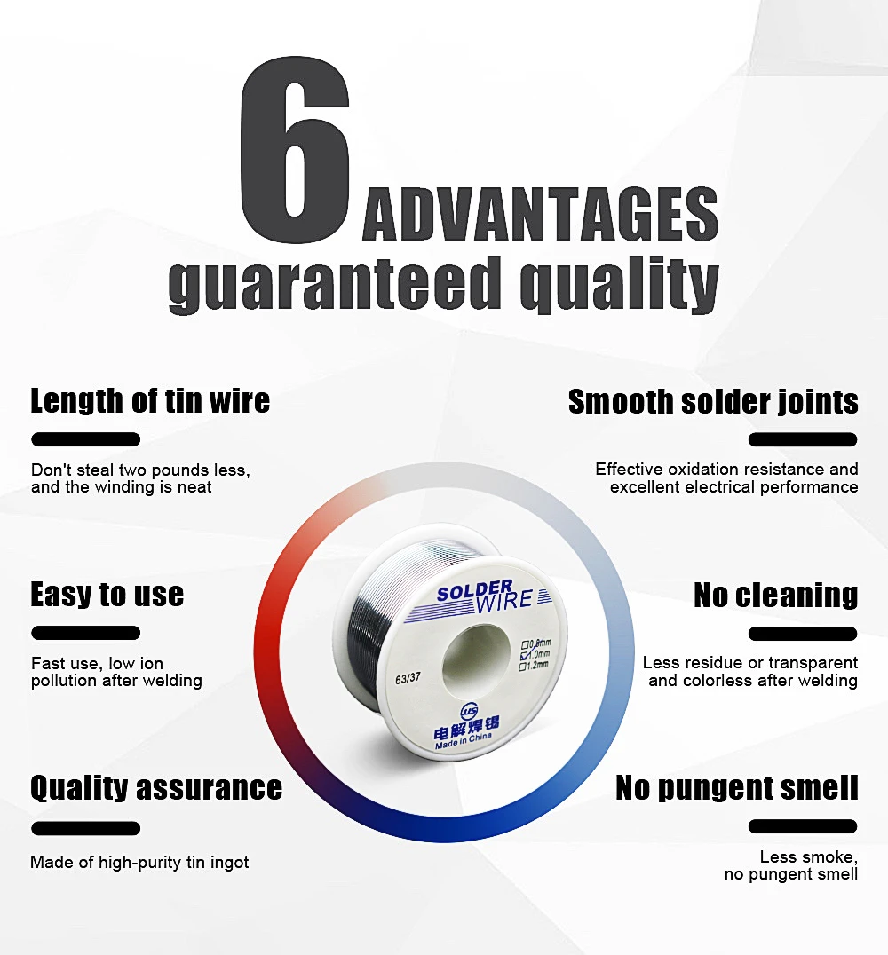 50g-200g Rosin Core Tin Solder Wire 63/37 Solder Wire Dia 0.8MM/1.0MM High Purity Fusible Tin Easy Melt Wire Circuit Repair - Image 5