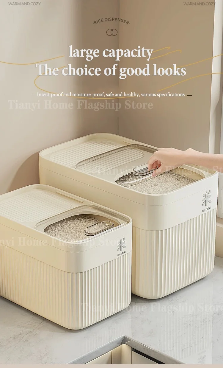 5/10/15KG Rice Storage Box Home with Lid Insect Proof Moisture Proof Rice Box Sealed Jar Kitchen Container Storing Dry Grain - Image 10
