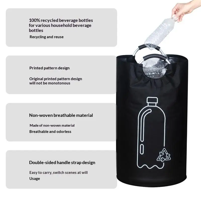 Big Space 82L Bottle Collection Basket with Comfortable Aluminum Handle, Folding Waste Bottle Storage, Recycling Bin. - Image 10