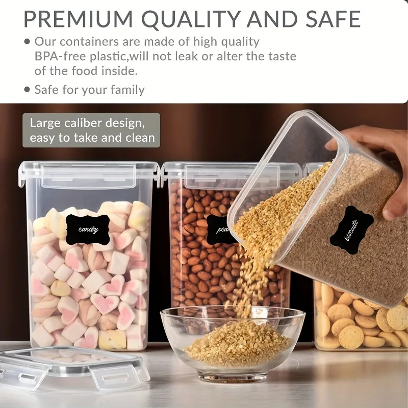 6Pcs Airtight Food Storage Containers Kitchen Pantry Storage Containers For Sugar, Flour And Baking Supplies Kitchen Accessories - Image 4