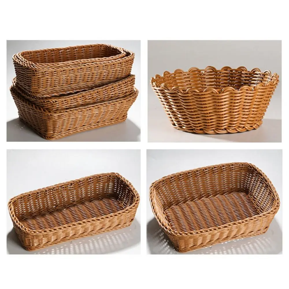 New Hardness Rattan Wicker Woven Serving Baskets Household 10 Styles Handwoven Bread Fruit Vegetables Basket Rattan Basket - Image 20
