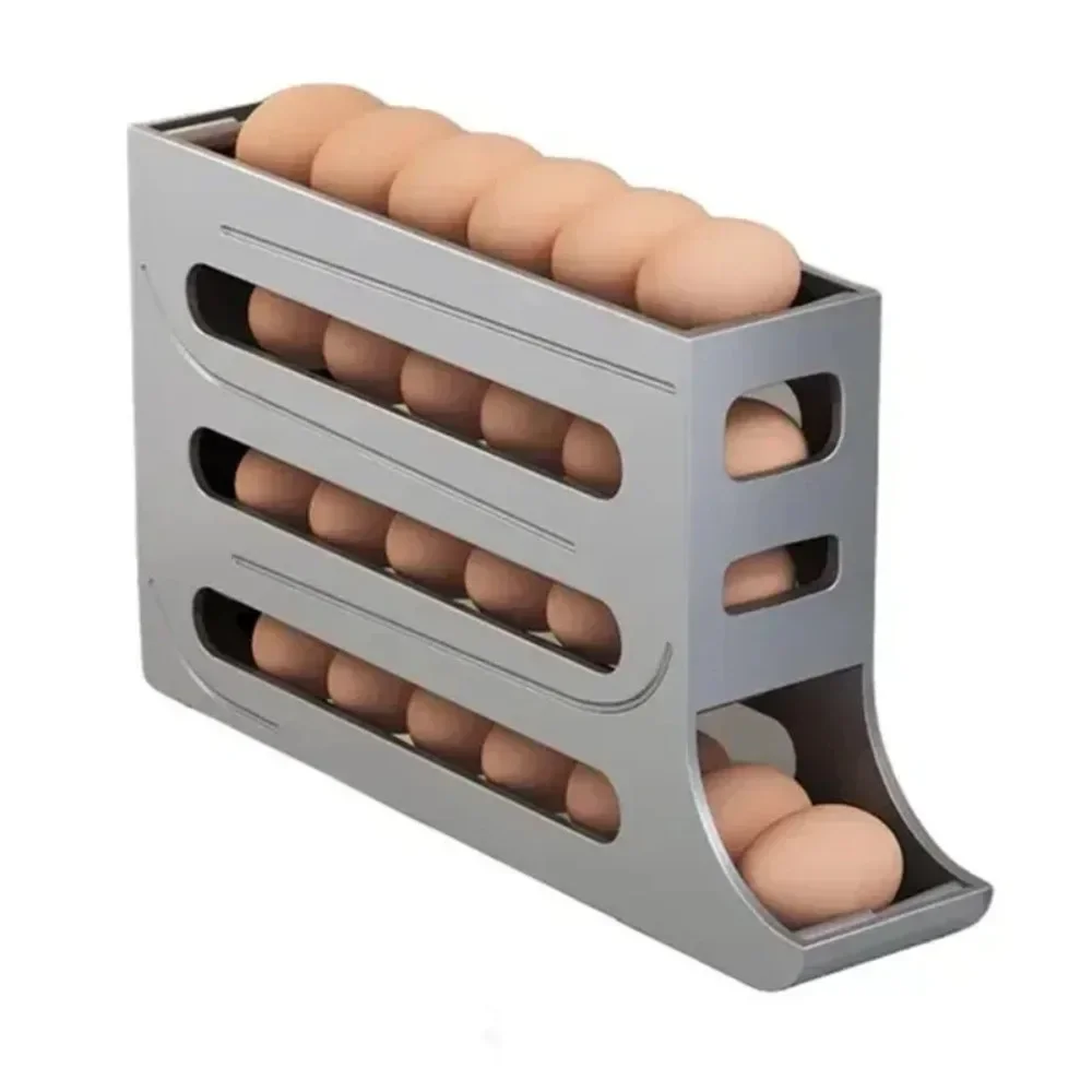 4 Layer Automatic Rolling Egg Dispenser Refrigerator Storage Box Fridge Organizer Rack for Kitchen - Image 4