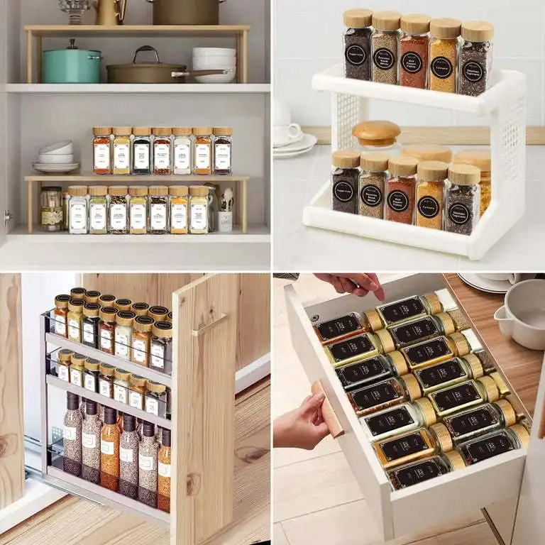 12Pcs Glass Spice Jars with Bamboo Lid Kitchen Glass Jars Spice Jar Set Seasoning Jars Organizer Storage Bottles for Spice Rack - Image 12