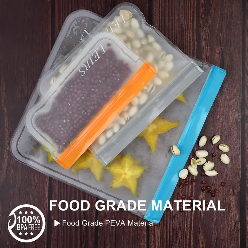 Thickened PEVA Food Bag Reusable Freezer Bag Food Storage Bags Ziplock Leakproof Fresh Snack Bag Food Grade Lunch Bag for Fridge - Image 12
