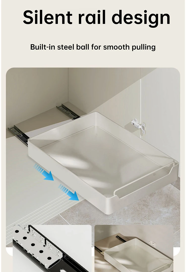 Kitchen Storage Box with Sliding Rail Pull-out Cabinet Storage Rack Spice Pantry Shelves Drawer Kitchen Organizer Basket - Image 21