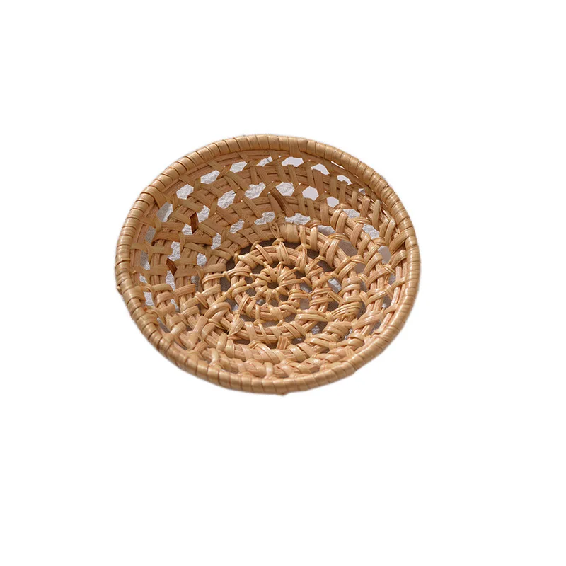 Minimalist Handwoven Rattan Baskets,Round Hollow Storage Trays for Fruit, Vegetables, Snacks, Decorative Wicker Basket for Home - Image 5