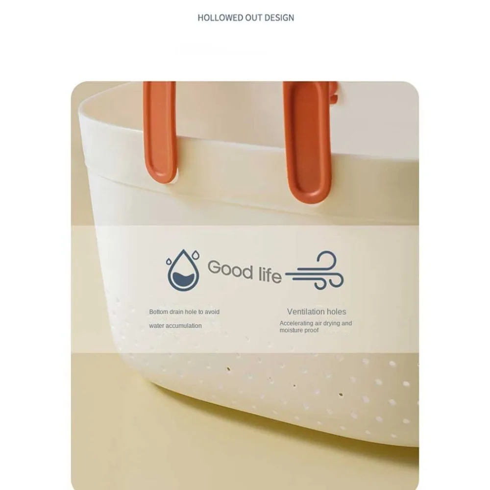 New Large Capacity Wash Basket Plastic Portable Bath Basket Silicone Handheld Space Saving Sundries Storage Basket - Image 14