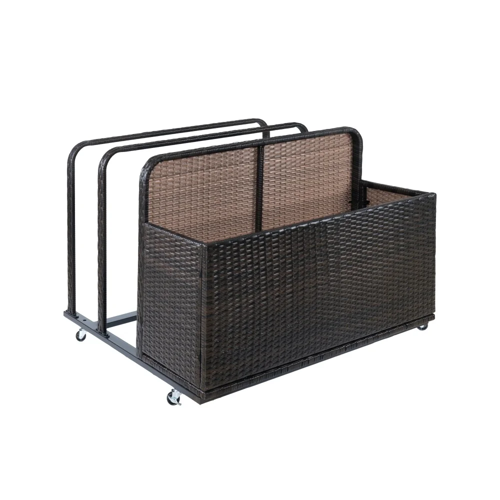 Outdoor Storage Solution with Convenient Mobility Poolside Float Storage Basket, PE Rattan Pool Caddy with Rolling Wheels - Image 2