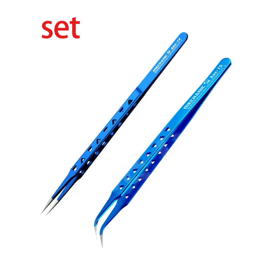 MECHANIC Aac-14/15 High Precision Stainless Steel Tweezers Hole Heat Dissipation for Phone Repair Flying Wire Spot Welding Clip - Image 7