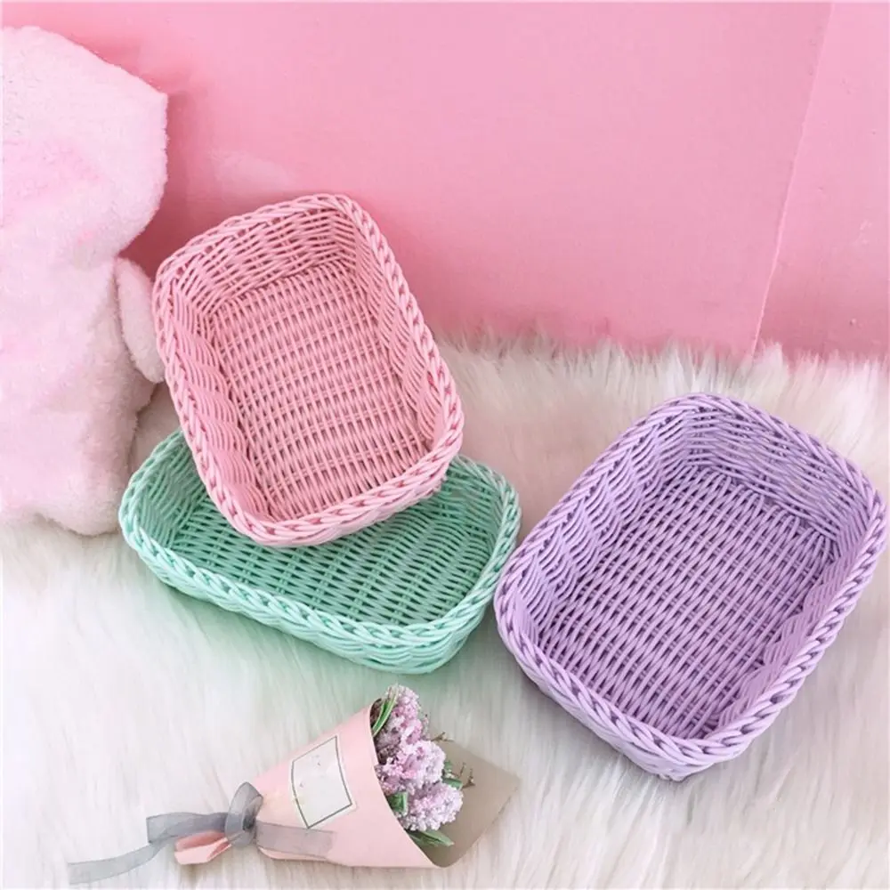 New Hand Woven Imitation Rattan Basket Plastic Heart Shape Wicker Basket Storage Basket Photo Props - Image 15