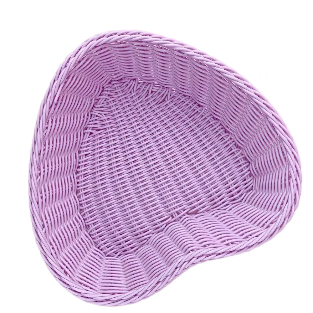 New Hand Woven Imitation Rattan Basket Plastic Heart Shape Wicker Basket Storage Basket Photo Props - Image 8