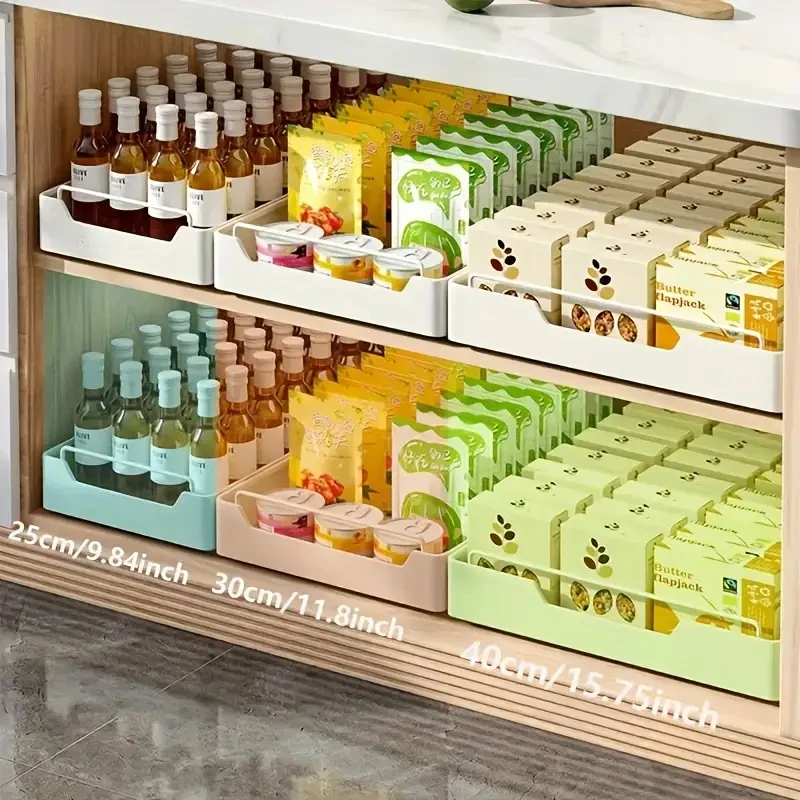 New Kitchen Storage Rack with Slide Rails Pull-out Kitchen Drawer Type Storage Tray Spice Box Storage Shelf Cabinets Organizer - Image 37