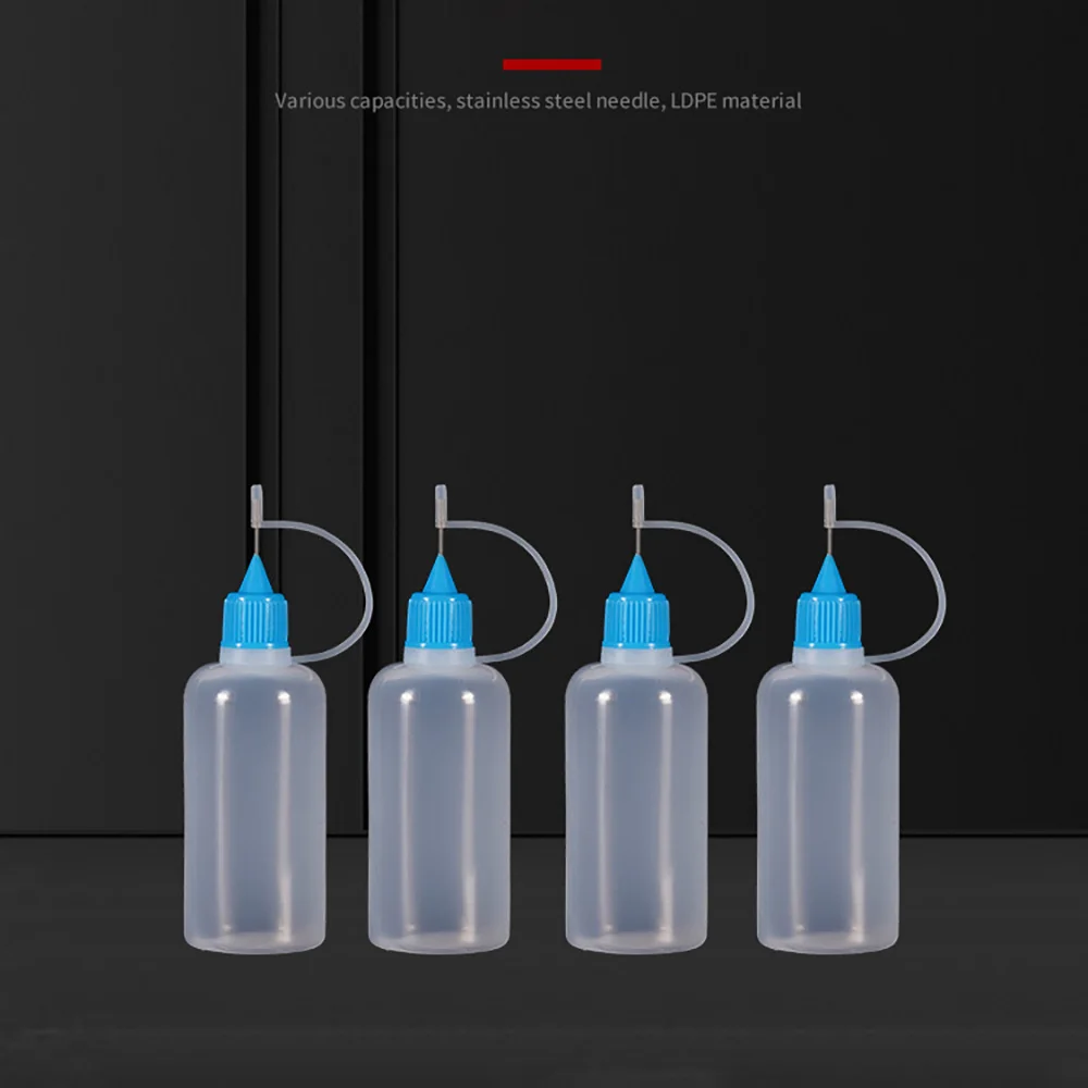 5ml 10ml 20ml 30ml 100ml 120ml PE Plastic Squeezable Tip Applicator Bottle Refillable Dropper with Needle Tip Caps Oil Bottles - Image 3