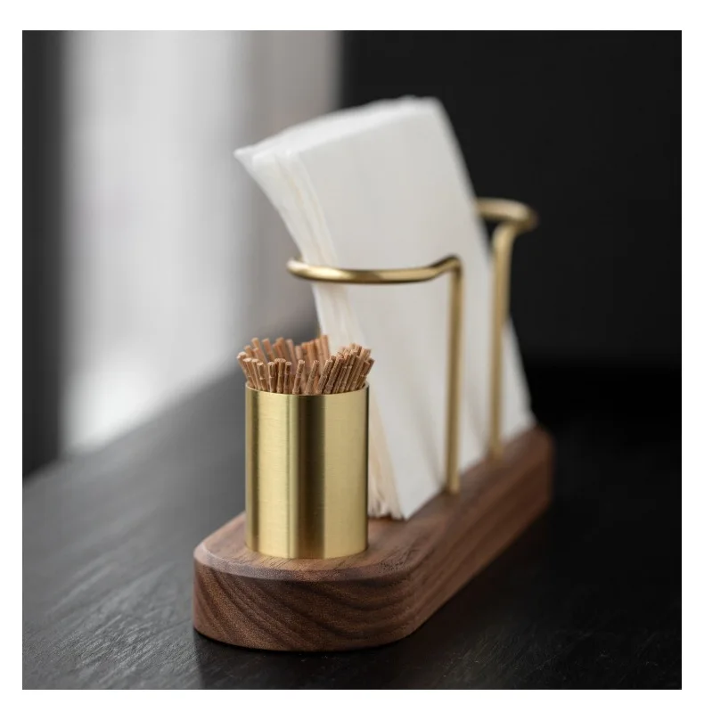 HeMu Walnut Wood & Brass 2-in-1 Napkin Holder with Toothpick Dispenser – Elegant Table Organizer for Kitchen, Dining Room & Cafe - Image 21
